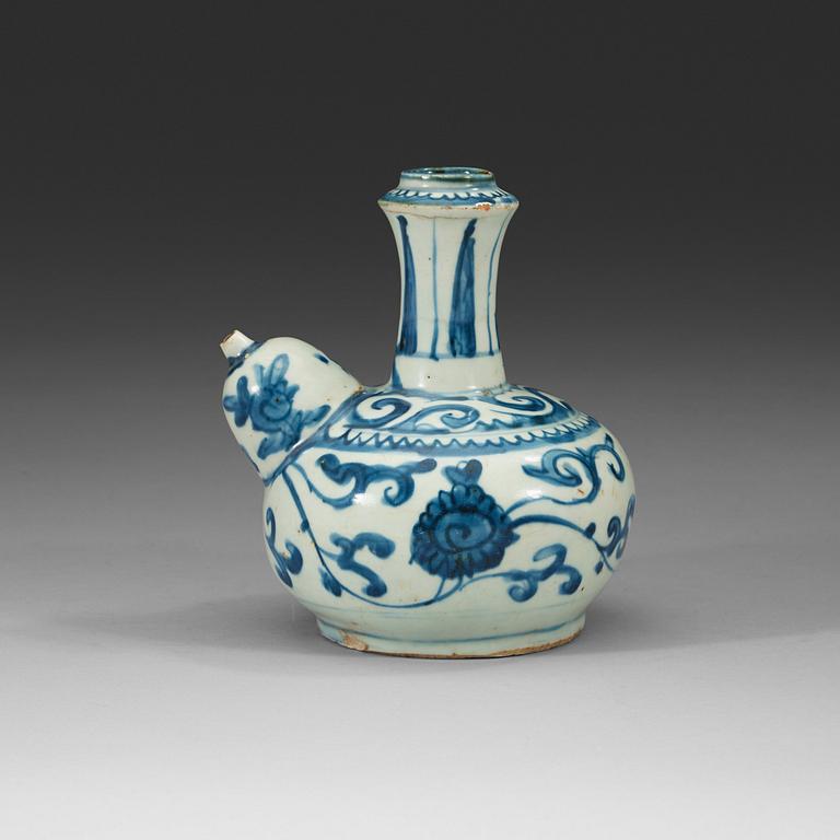 A blue and white kendi, Ming dynasty, Wanli (1573-1619).