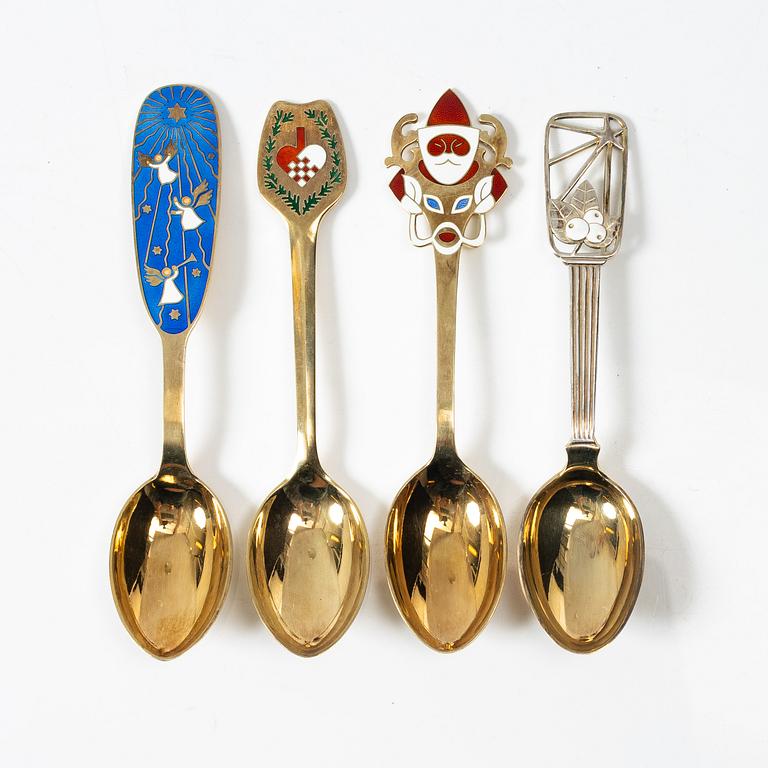 Anton Michelsen, Christmas spoons, 4 pcs, silver, Denmark.