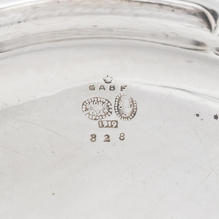 Georg Jensen, såsskål, silver, design nr 328, Köpenhamn 1919. Svenska kontrollstämplar GABF.