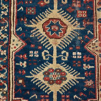 A RUG. An antique Anatolian, probably Megri. 185,5 x 137 cm (as well as one end with six cm flat weave).