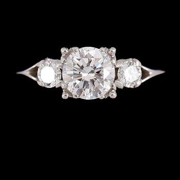 A diamond, circa 1.25 cts in total, ring.