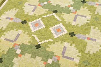 Ingegerd Silow, a carpet,'Nejlikan', flat weave, c 283 x 194 cm, signed IS.