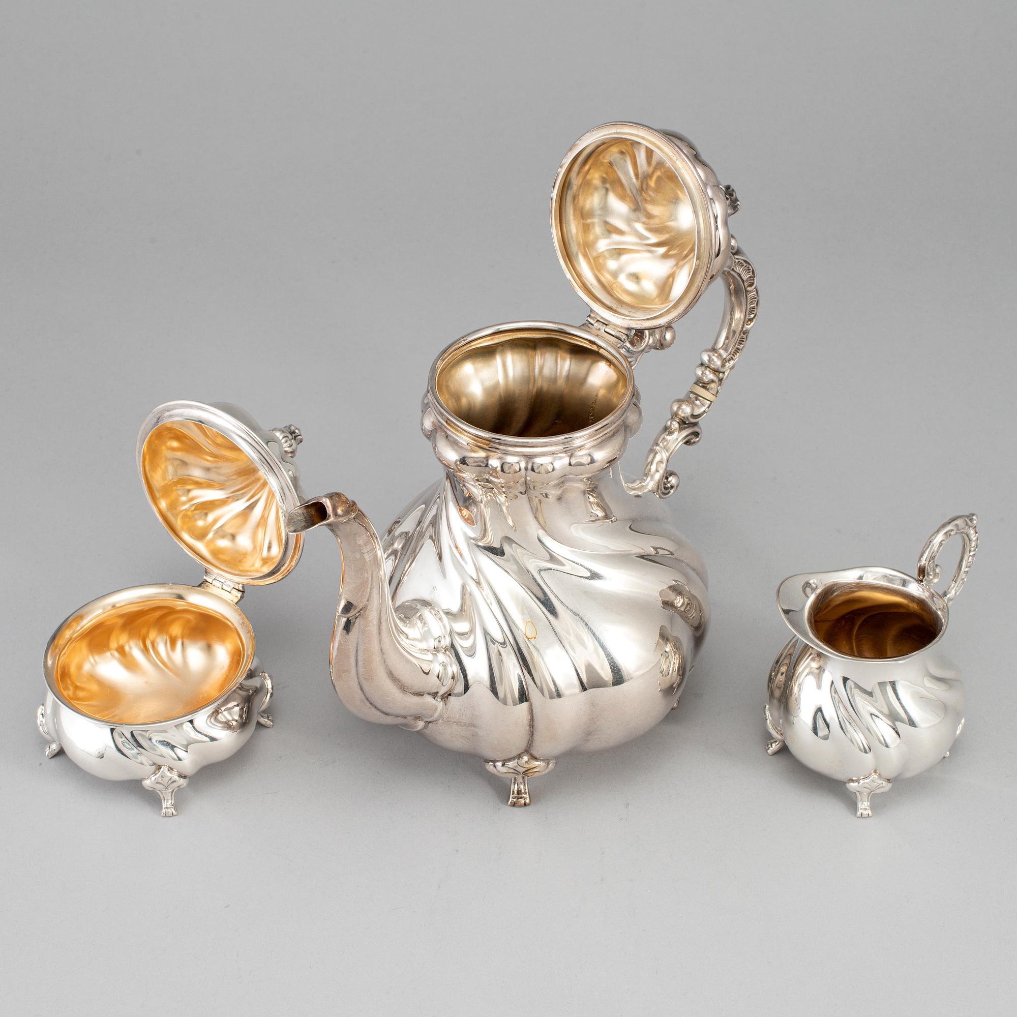 A German 20th century parcel-gilt silver coffee-set.