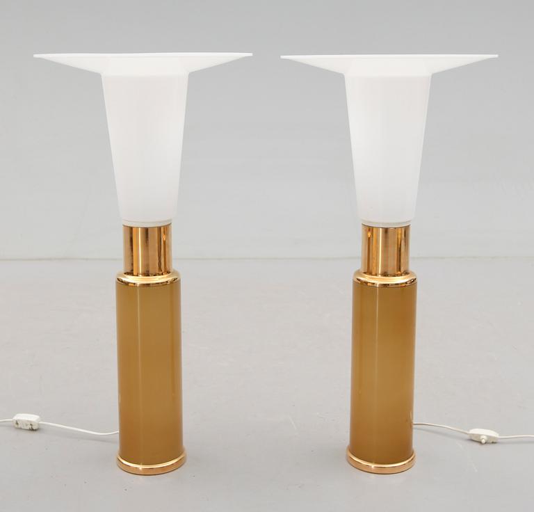 BORDSLAMPOR, 1 par, glas, Luxus, 1900-talets andra hälft.