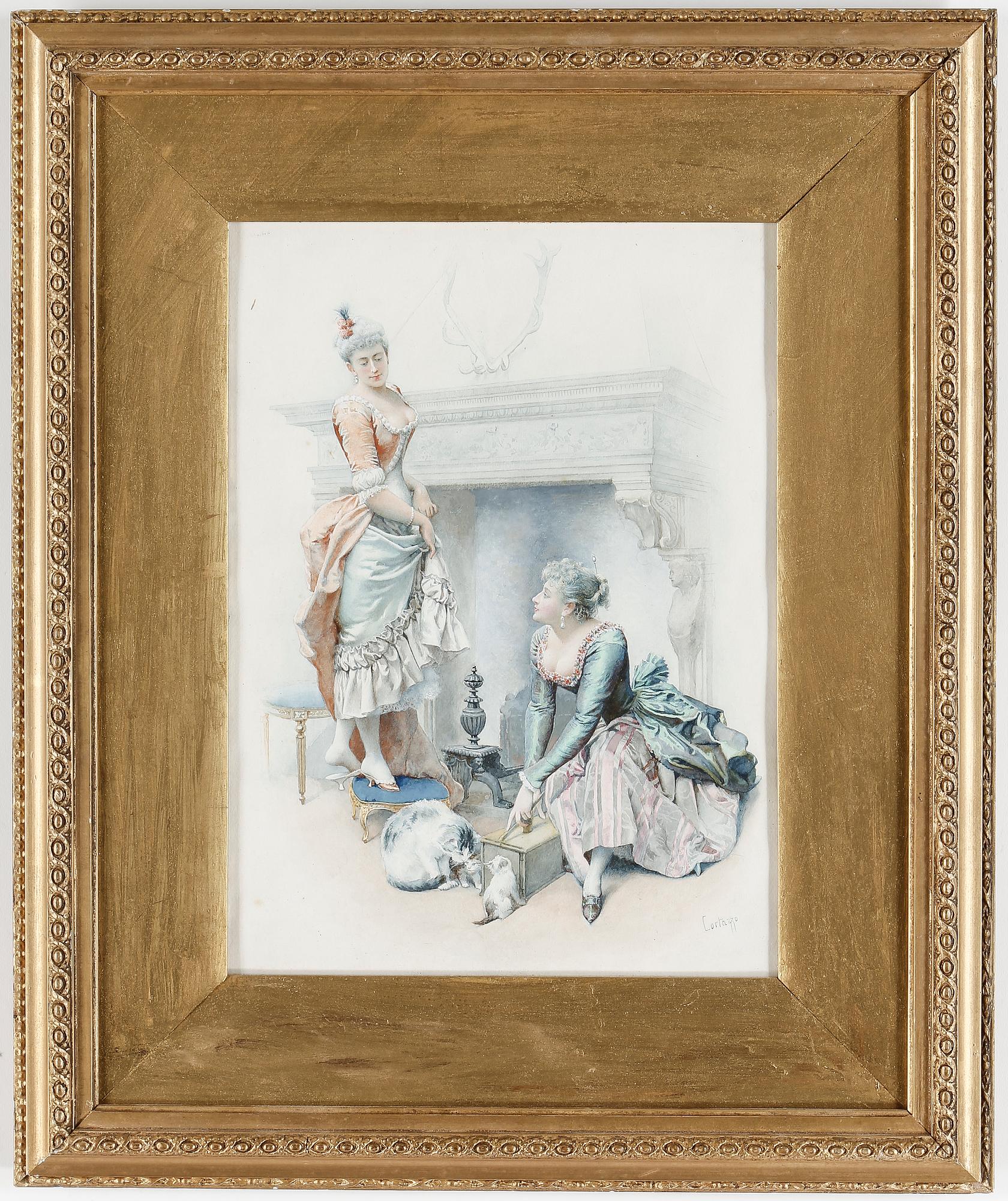 ORESTE CORTAZZO, tillskriven, akvarell, signerad Cortazzo.
