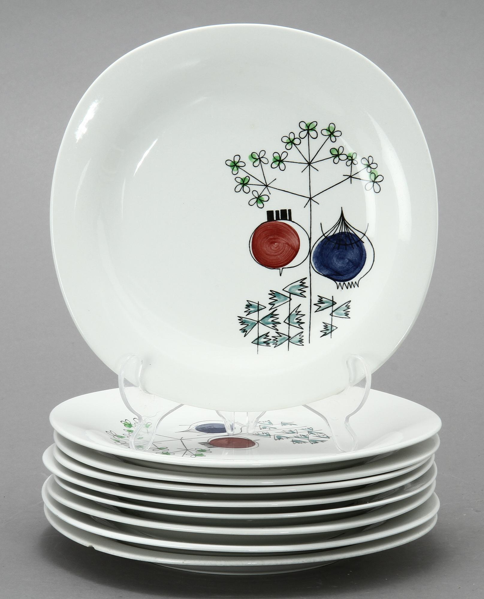 TALLRIKAR, 17 st, flintgods, "Pomona", Marianne Westman, Rörstrand.