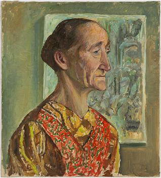 Maj Bring, Porträtt av kvinna i profil.