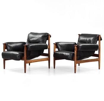 A pair of Eric Merthen 'Amiral' palisander armchairs, Industri Ire, Sweden 1960's.