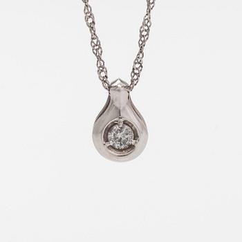 A platinum necklace, with a round brilliant-cut diamond ca. 0.10 ct.