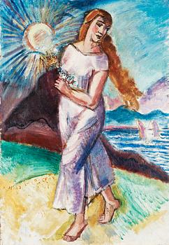 95. Gösta Sandels, Woman in sunny landscape.