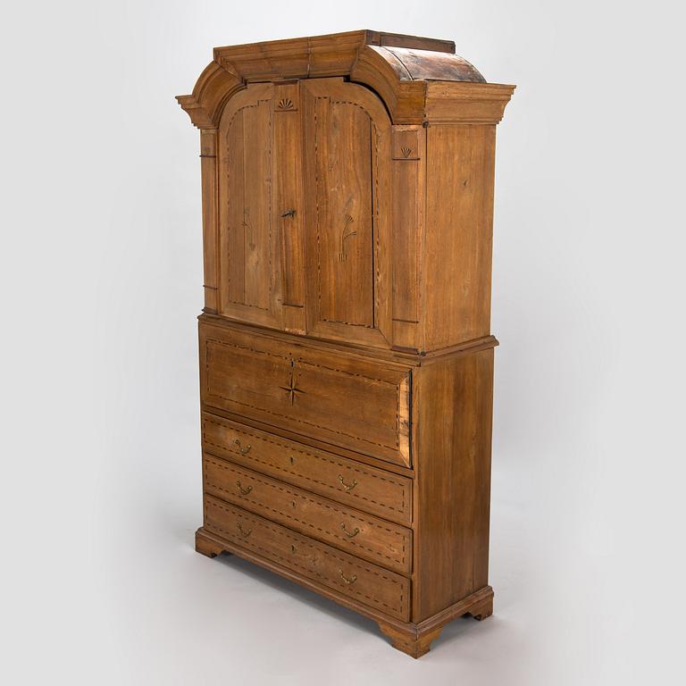 A late Baroque writing cupboard, mid 18th century. Probably Småland, Sweden.
