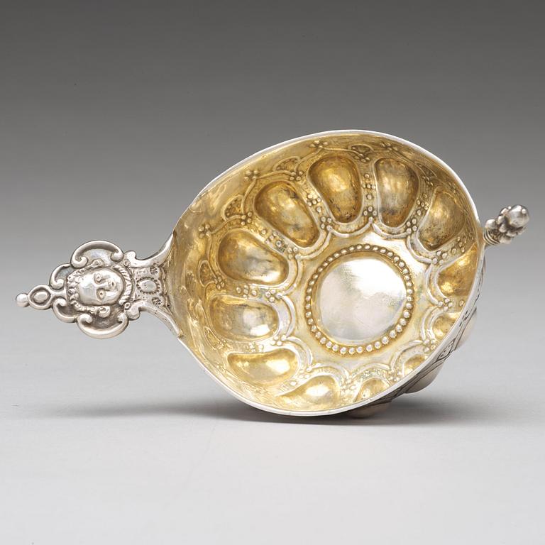 A Swedish 18th century parcel-gilt silver brandy bowl, mark of Hans Jacob Schmit, Karlskrona 1718.