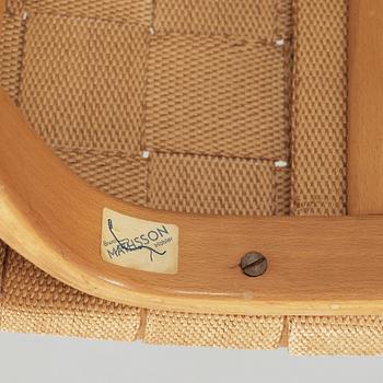 A Bruno Mathsson Swedish Modern chair with attached reading table, Karl Mathsson, Värnamo 1944.