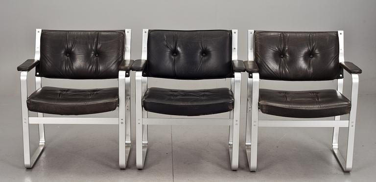 KARMSTOLAR, 3 st, "Mondo", Karl-Erik Ekselius för JOC Möbler.