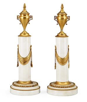 A pair of late Gustavian late 18th Century candlesticks/cassolettes.