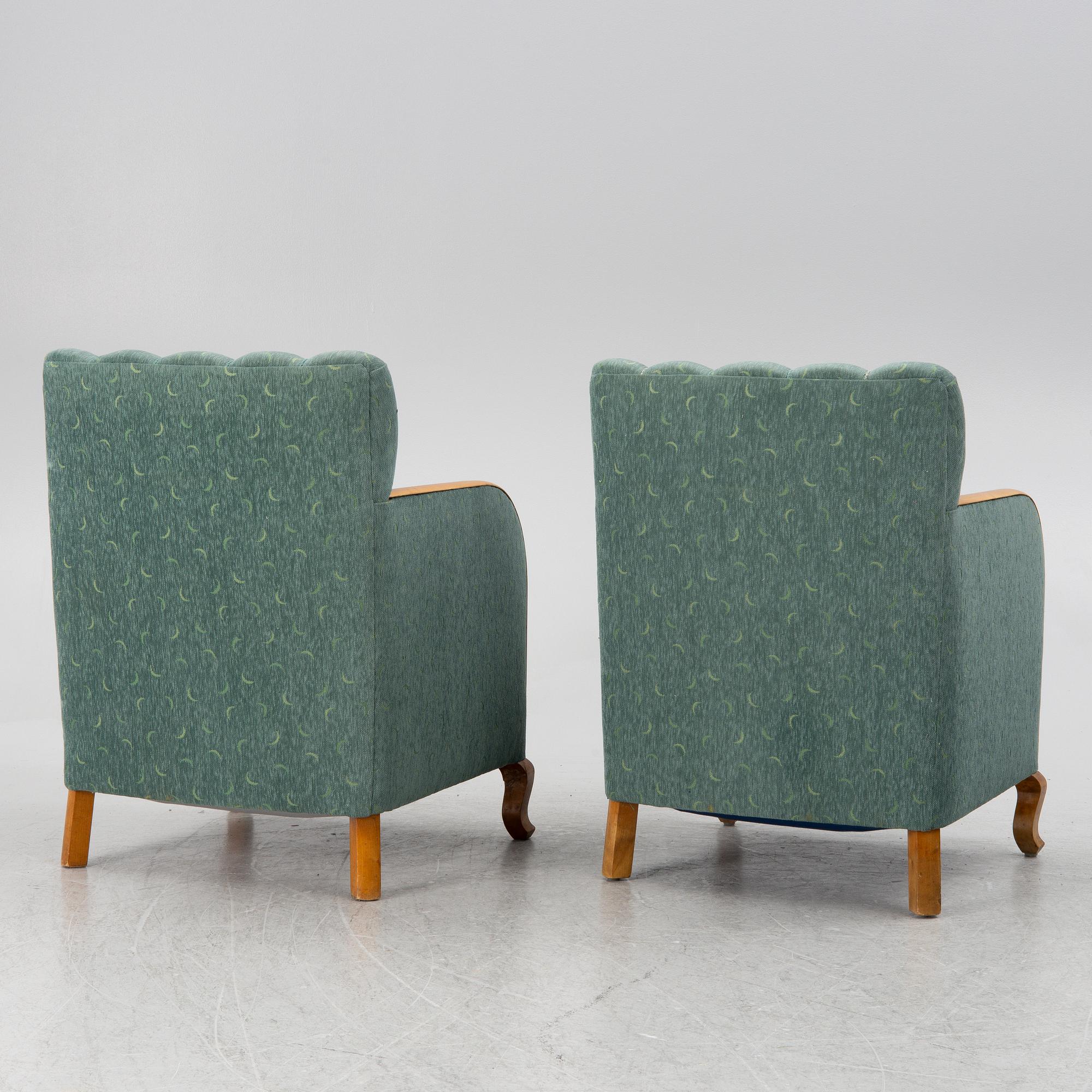 A pair of armchairs, 1930s/40s.