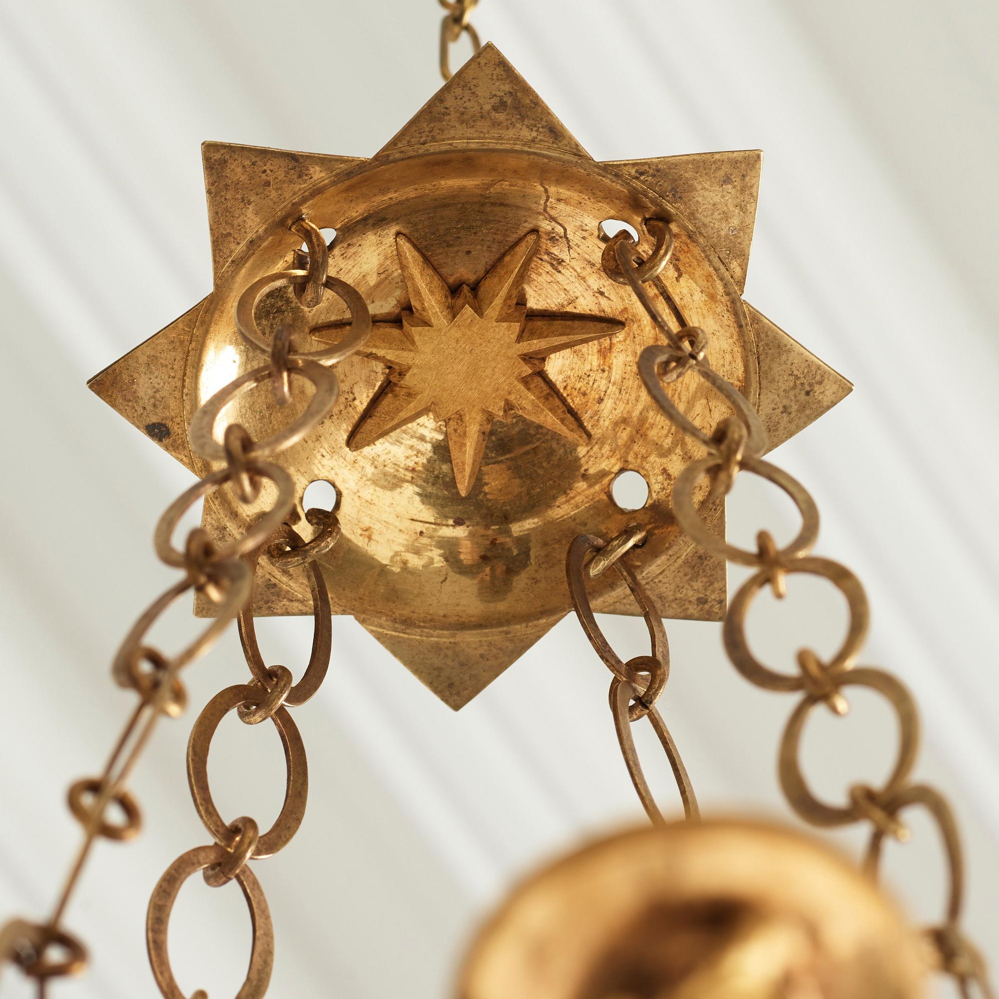 A Swedish Empire 19th century four-light hanging-lamp.