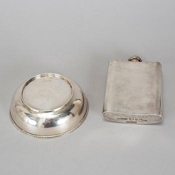 ATELIER BORGILA, fickplunta samt skål, silver, Stockholm, bl a 1943.