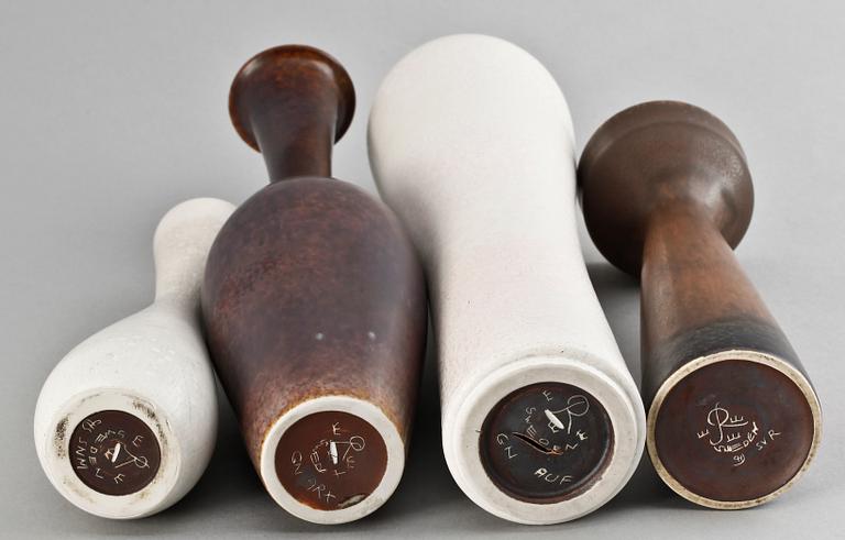 VASER, 4 st, stengods, Carl Harry Stålhane samt Gunnar Nylund Rörstrand.