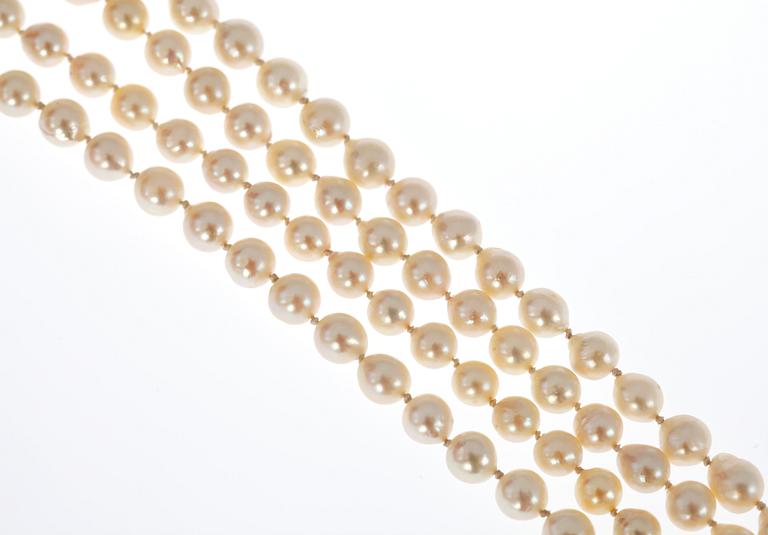 COLLIER, 2-radigt odlade japanska pärlor, ca 7 mm.