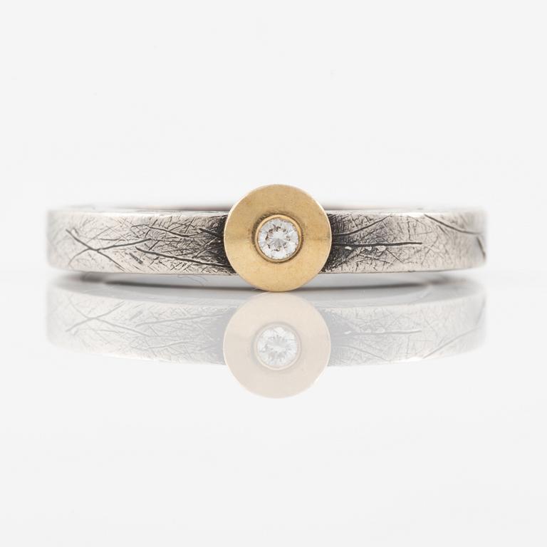 Bracelet, necklace, a pair of earrings, and a ring, Pia Rauff, silver with small diamonds.