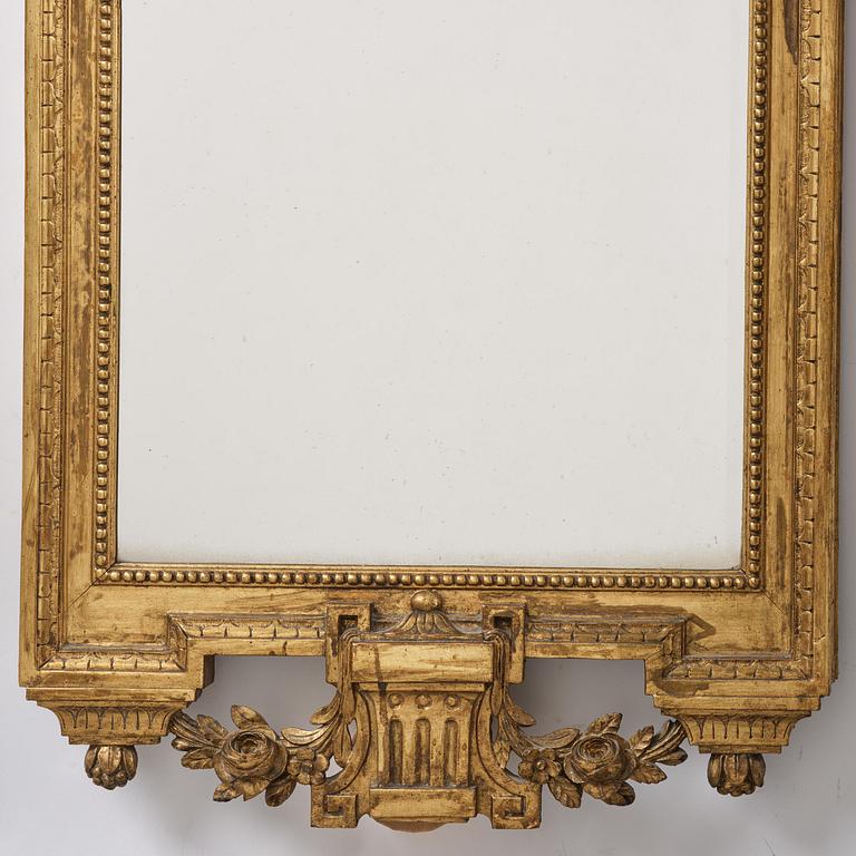 A Gustavian giltwood mirror by J. Åkerblad (master in Stockholm 1758-99).
