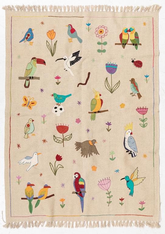 A hand-embroidered Kelim carpet, c. 200 x 145 cm.