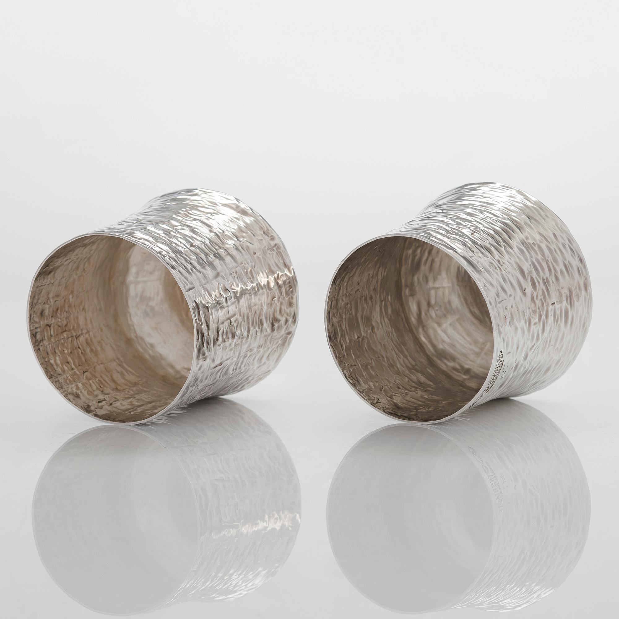 Tapio Wirkkala, a sterling silver pitcher with eight beakers, Hämeenlinna Finland 1973-1978.