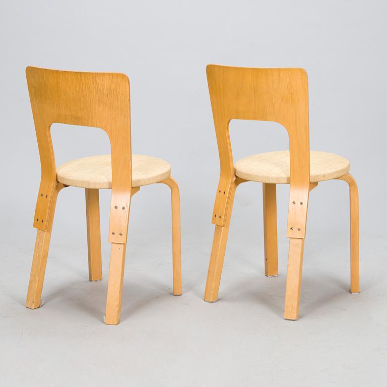 Alvar Aalto, stolar, 4 st, modell 66, Artek 1980-tal.