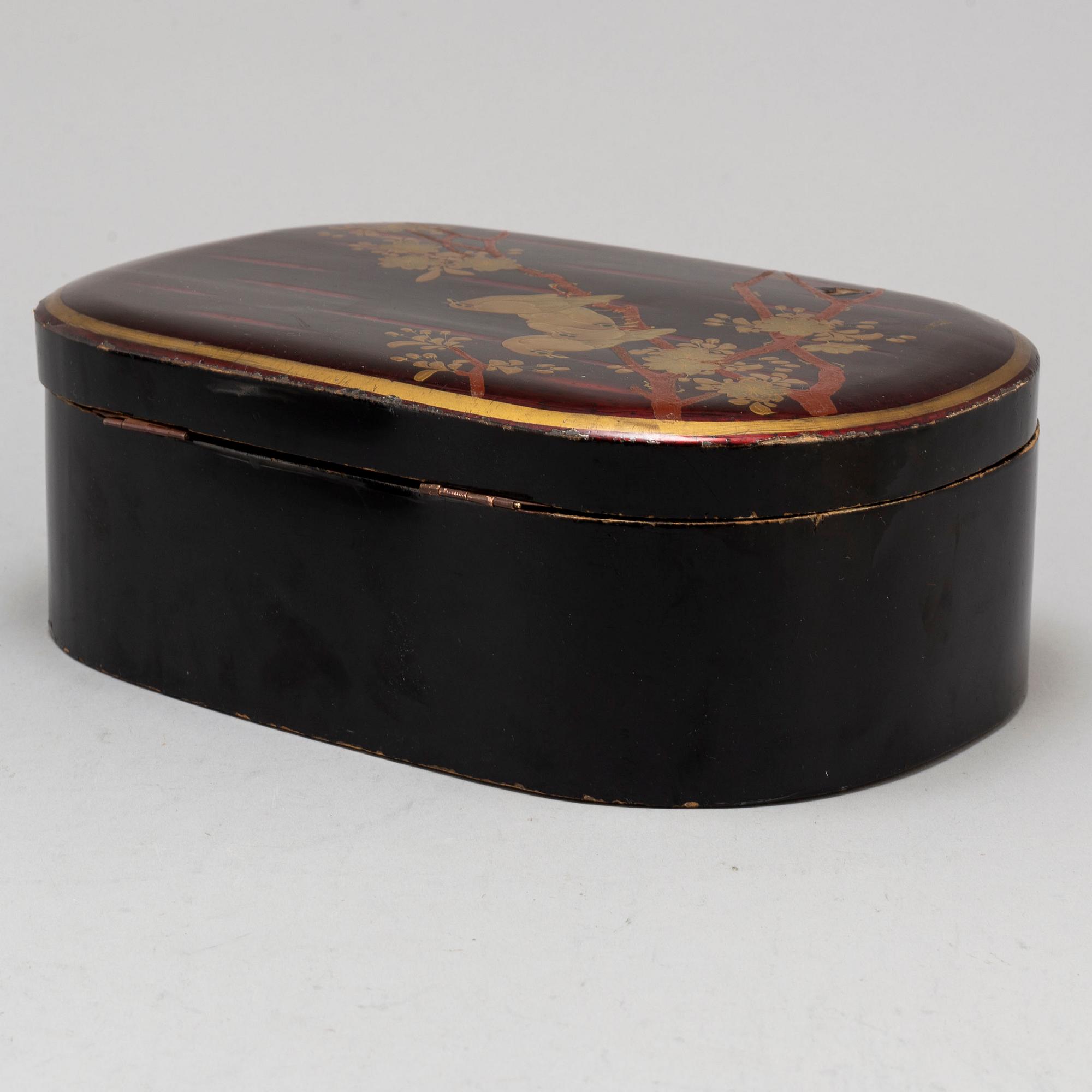 A Japanese tray and lidded box, lacquer, Meiji (1868-1912).