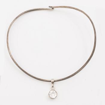 Cecilia Johansson, Necklace with pendant, silver and rock crystal.