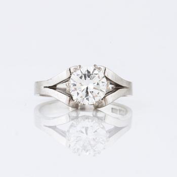 A brilliant cut diamond ring.