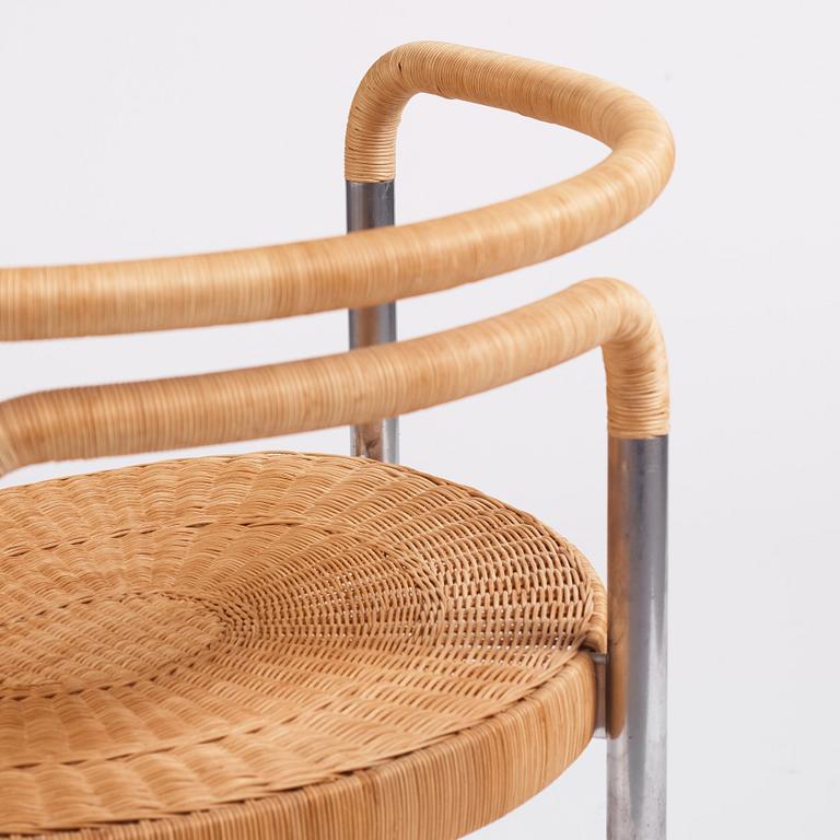 Poul Kjaerholm, a steel and rattan 'PK12' chair, E Kold Christensen, Denmark, early 1960s.