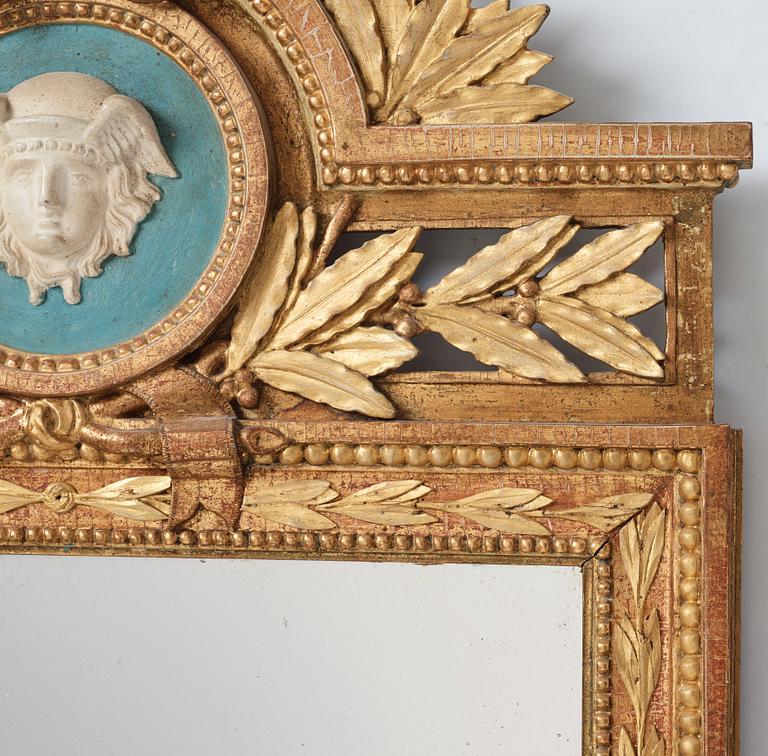 Spegel, tillskriven Pehr Ljung (1743-1819), bildhuggare i Stockholm, Gustaviansk.
