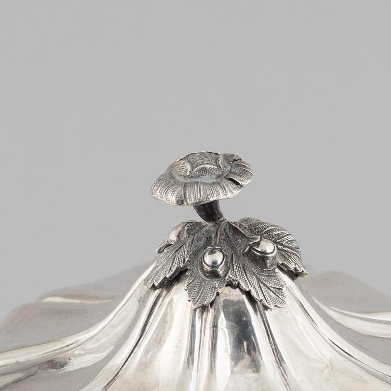 A Swedish silver sugarbowl with cover, marks of Carl Nyström, Stockholm 1845.
