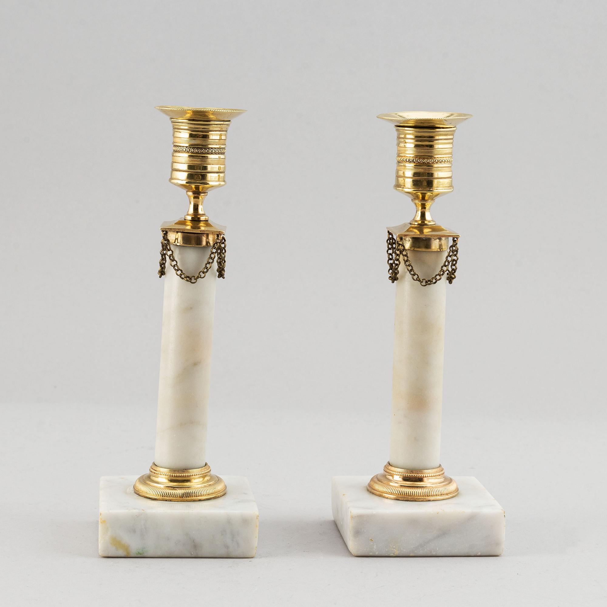 A pair of late-gustavian candlesticks, around year 1800.