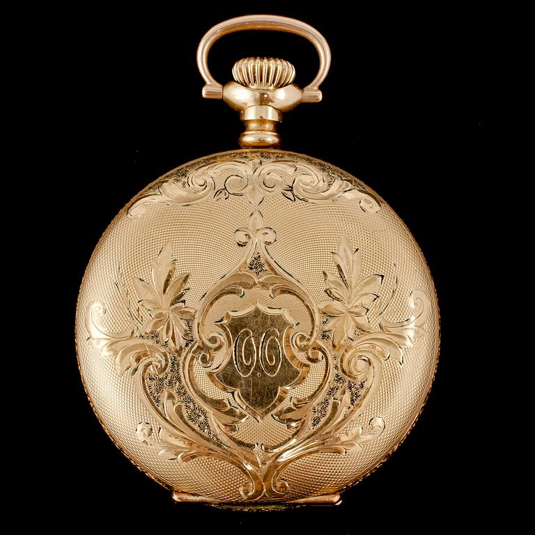 FICKUR, savonett, 14k guld, Illinois Watch Co, Springfield, USA, 1900-talets början. Vikt 111 g.