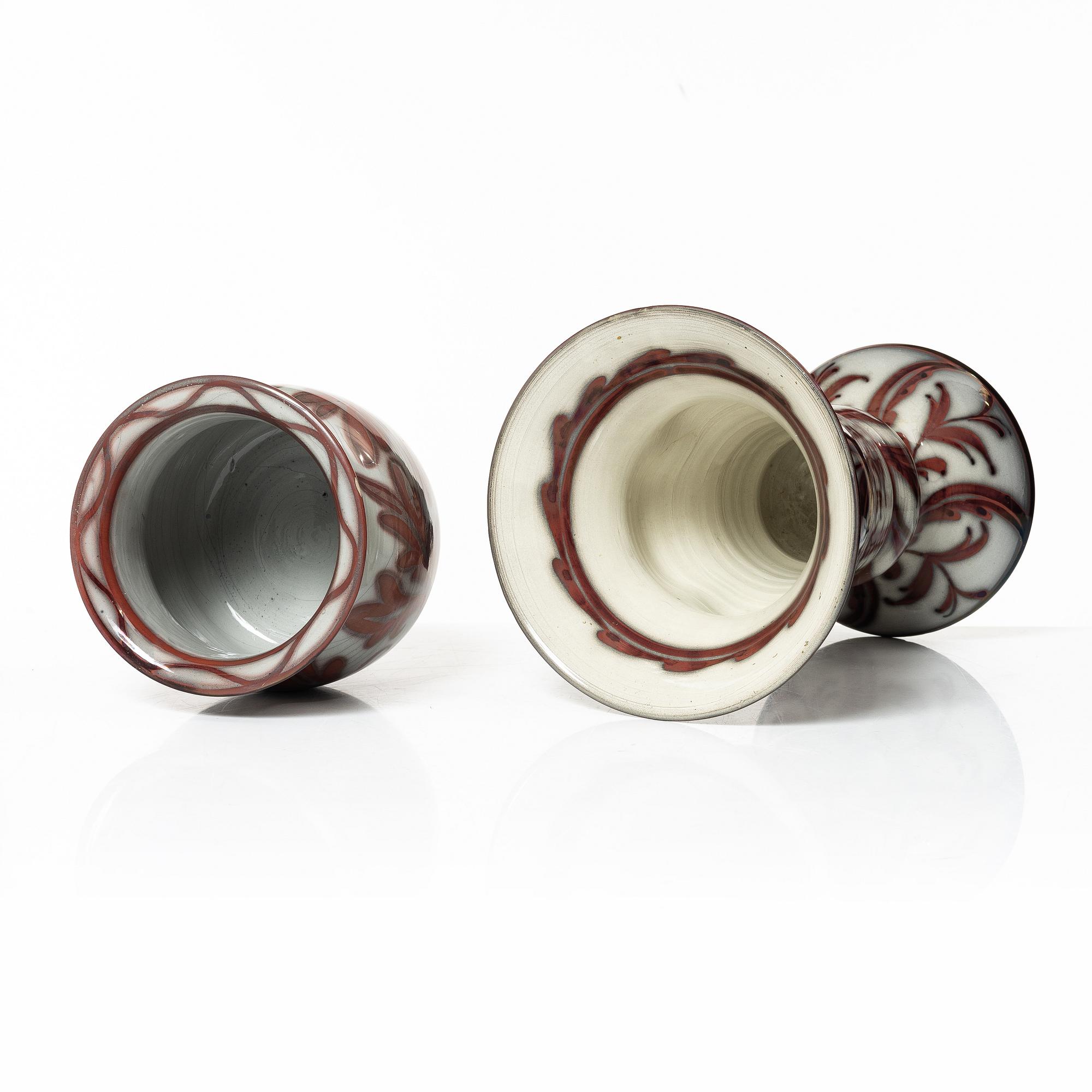 Allan Ebeling, two glazed ceramic vases, Bo Fajans, 1920s.