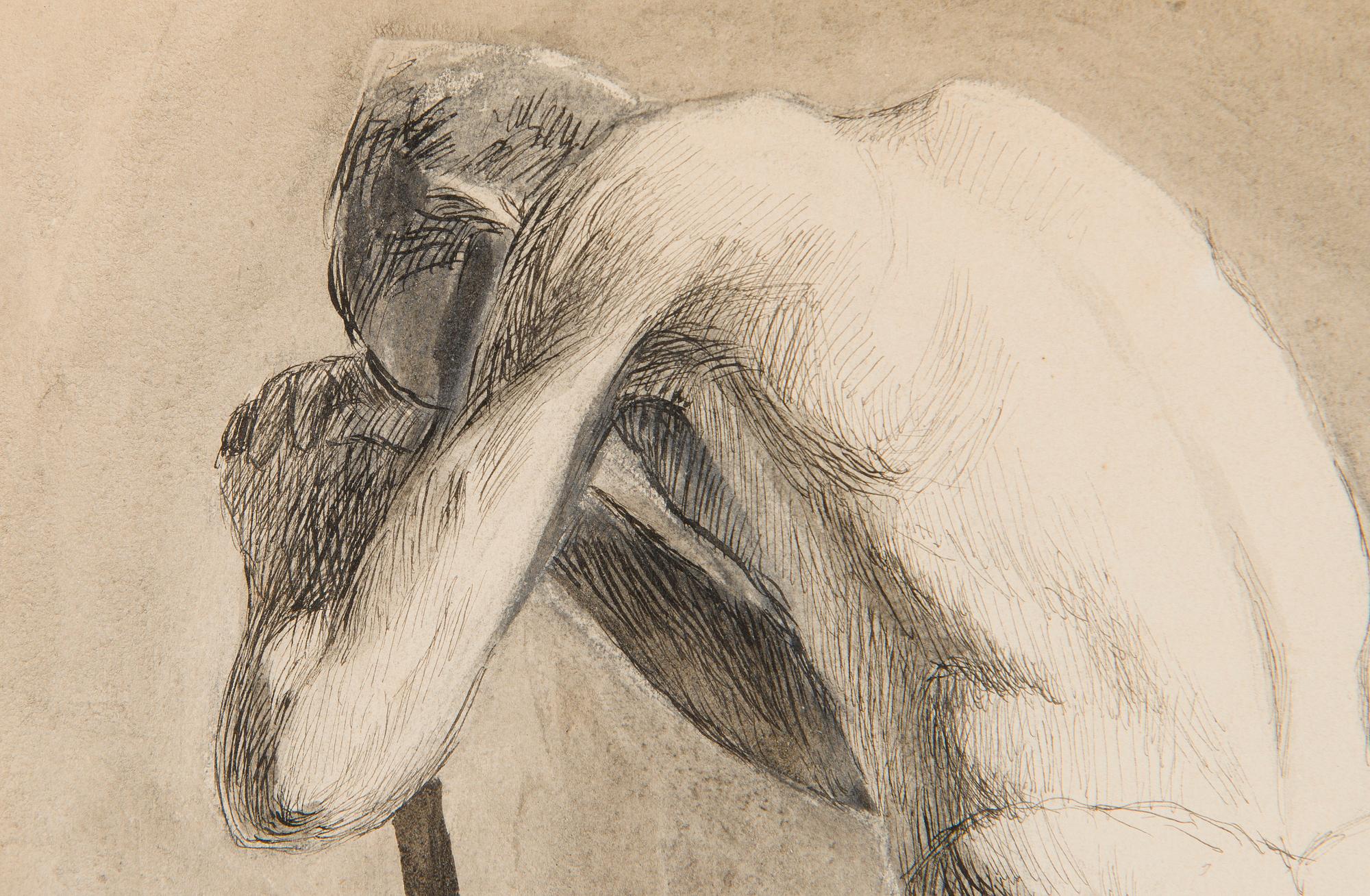 Helene Schjerfbeck, Lutande Mansmodell.