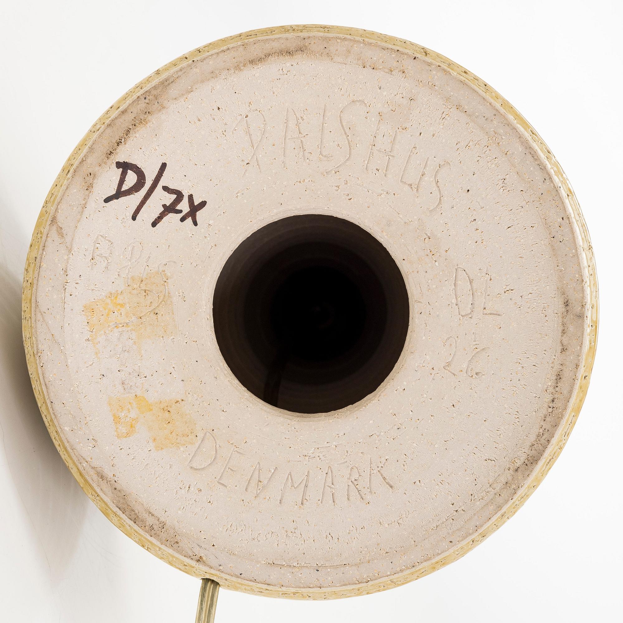 A stoneware table lamp, signed Palshus Danmark.