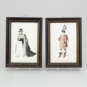 A set of twelwe hand-coloured litographs of Swedish chivalric orders by Adolf Ulrik Schützercrantz.
