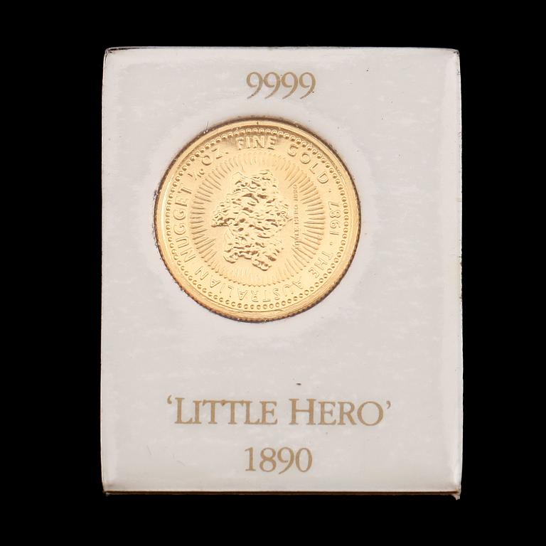 MYNT, finguld, " The Australian Nugget" 1987. Elizabeth II 15 dollars Australia.