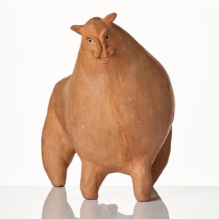 Erik Höglund, a terracotta sculpture of a bull, Sweden, signed and dated -55.