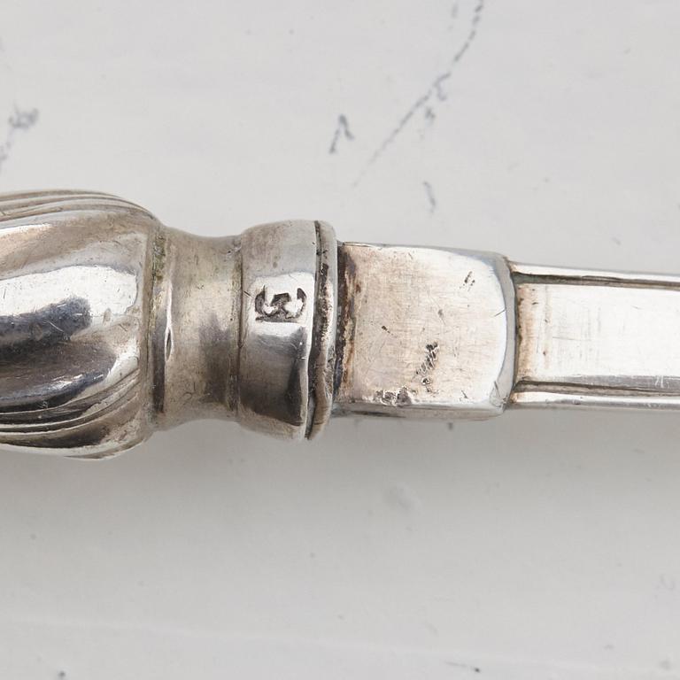 Isak Trybom, dessertgafflar, 6 st, silver, Stockholm 1763. Rokoko.