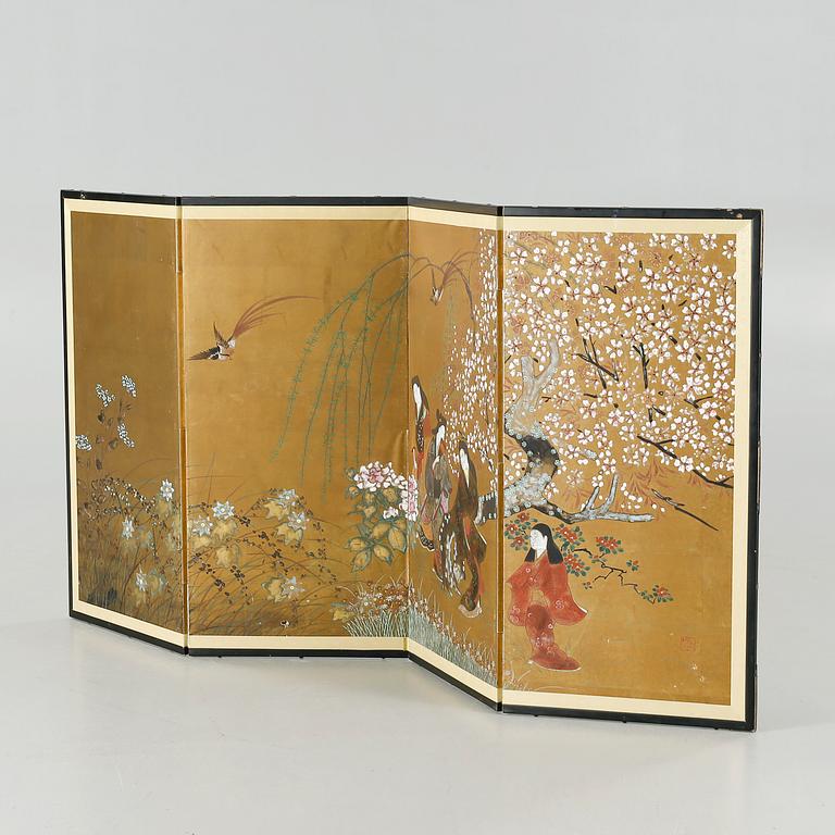 A Japanese folding screen, 20th century.