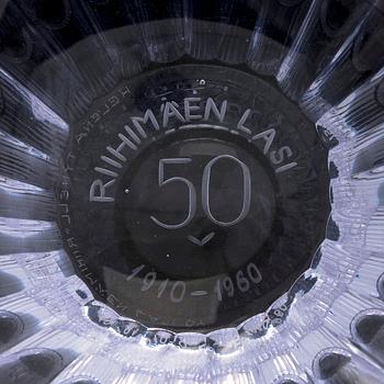 Helena Tynell, a 'Riihimäen Lasi 50  1910-1960' bowl, signed Helena Tynell Riihimäen Lasi Oy, 1960.