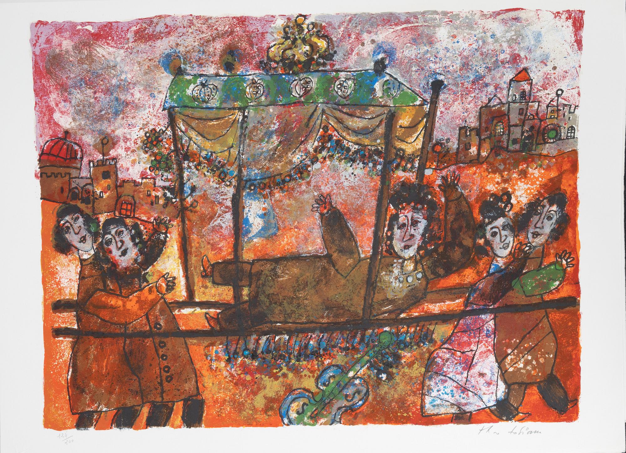 Theo Tobiasse, portfolio with 12 lithographs in colours, 1976, signed 124/200.