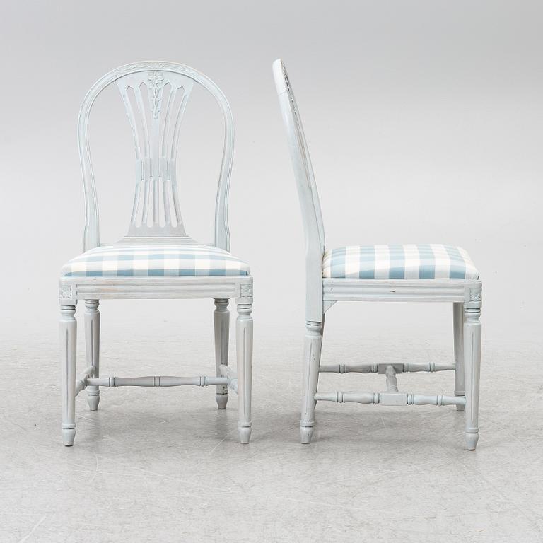 A Gustavian style seven-piece dining suite, mid-20th Century.