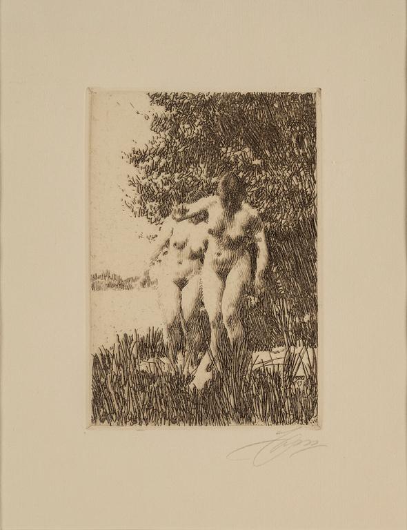 ANDERS ZORN, etsning, 1917, signerad med blyerts.