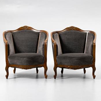 Armchairs, a pair, Rococo style, 20th century.